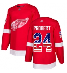 Men's Adidas Detroit Red Wings #24 Bob Probert Authentic Red USA Flag Fashion NHL Jersey