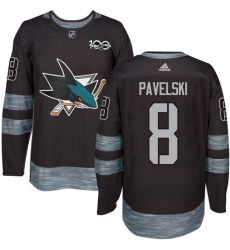 Men's Adidas San Jose Sharks #8 Joe Pavelski Premier Black 1917-2017 100th Anniversary NHL Jersey