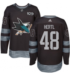 Men's Adidas San Jose Sharks #48 Tomas Hertl Premier Black 1917-2017 100th Anniversary NHL Jersey