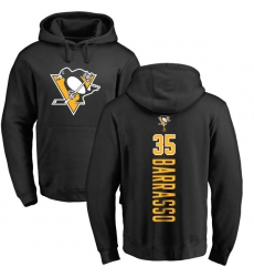 NHL Adidas Pittsburgh Penguins #35 Tom Barrasso Black Backer Pullover Hoodie