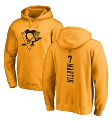 NHL Adidas Pittsburgh Penguins #7 Paul Martin Gold One Color Backer Pullover Hoodie