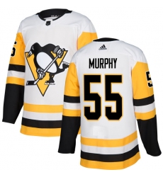 Men's Adidas Pittsburgh Penguins #55 Larry Murphy Authentic White Away NHL Jersey