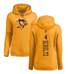 NHL Women's Adidas Pittsburgh Penguins #4 Justin Schultz Gold One Color Backer Pullover Hoodie