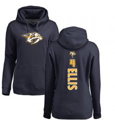 NHL Women's Adidas Nashville Predators #4 Ryan Ellis Navy Blue Backer Pullover Hoodie
