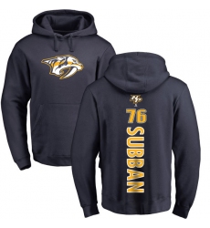 NHL Adidas Nashville Predators #76 P.K Subban Navy Blue Backer Pullover Hoodie