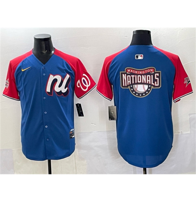 Men's National League Washington Nationals Team Big Logo Blue Red Alternate 2025 All-Star Edition Limited Stitched Baseball Jersey