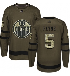 Youth Adidas Edmonton Oilers #5 Mark Fayne Authentic Green Salute to Service NHL Jersey