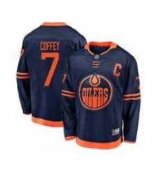 Men's Edmonton Oilers #7 Paul Coffey Authentic Navy Blue Alternate Fanatics Branded Breakaway Hockey Jersey
