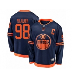 Men's Edmonton Oilers #98 Jesse Puljujarvi Authentic Navy Blue Alternate Fanatics Branded Breakaway Hockey Jersey