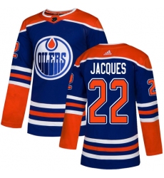 Men's Adidas Edmonton Oilers #22 Jean-Francois Jacques Premier Royal Blue Alternate NHL Jersey