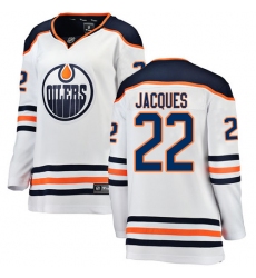 Women's Edmonton Oilers #22 Jean-Francois Jacques Authentic White Away Fanatics Branded Breakaway NHL Jersey