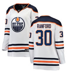 Women's Edmonton Oilers #30 Bill Ranford Authentic White Away Fanatics Branded Breakaway NHL Jersey