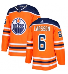 Men's Adidas Edmonton Oilers #6 Adam Larsson Authentic Orange Home NHL Jersey