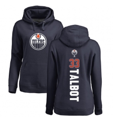 NHL Women's Adidas Edmonton Oilers #33 Cam Talbot Navy Blue Backer Pullover Hoodie