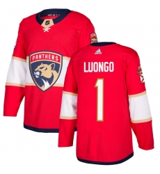 Men's Adidas Florida Panthers #1 Roberto Luongo Authentic Red Home NHL Jersey