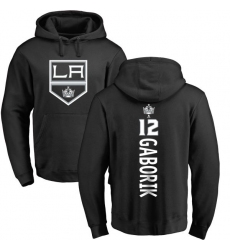 NHL Adidas Los Angeles Kings #12 Marian Gaborik Black Backer Pullover Hoodie