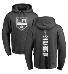 NHL Adidas Los Angeles Kings #12 Marian Gaborik Charcoal One Color Backer Pullover Hoodie