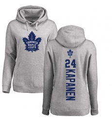 NHL Women's Adidas Toronto Maple Leafs #24 Kasperi Kapanen Ash Backer Pullover Hoodie
