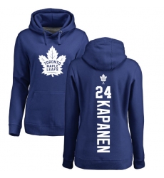 NHL Women's Adidas Toronto Maple Leafs #24 Kasperi Kapanen Royal Blue Backer Pullover Hoodie