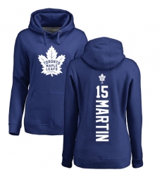 NHL Women's Adidas Toronto Maple Leafs #15 Matt Martin Royal Blue Backer Pullover Hoodie