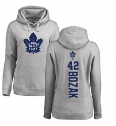 NHL Women's Adidas Toronto Maple Leafs #42 Tyler Bozak Ash Backer Pullover Hoodie