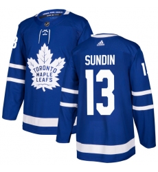 Men's Adidas Toronto Maple Leafs #13 Mats Sundin Premier Royal Blue Home NHL Jersey