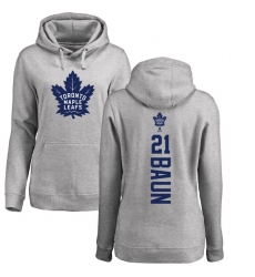 NHL Women's Adidas Toronto Maple Leafs #21 Bobby Baun Ash Backer Pullover Hoodie