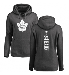 NHL Women's Adidas Toronto Maple Leafs #21 Bobby Baun Charcoal One Color Backer Pullover Hoodie