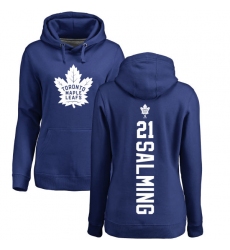 NHL Women's Adidas Toronto Maple Leafs #21 Borje Salming Royal Blue Backer Pullover Hoodie