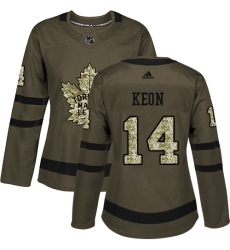 Women's Adidas Toronto Maple Leafs #14 Dave Keon Authentic Green Salute to Service NHL Jersey