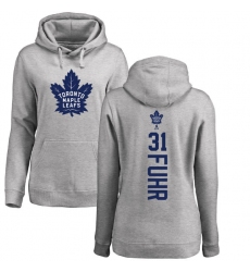 NHL Women's Adidas Toronto Maple Leafs #31 Grant Fuhr Ash Backer Pullover Hoodie
