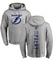NHL Adidas Tampa Bay Lightning #18 Ondrej Palat Ash Backer Pullover Hoodie