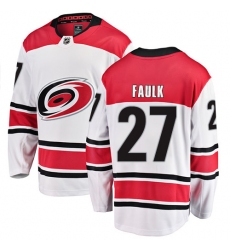 Youth Carolina Hurricanes #27 Justin Faulk Fanatics Branded White Away Breakaway NHL Jersey
