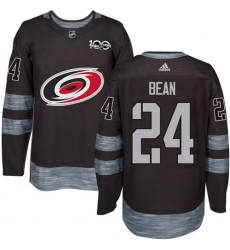 Men's Adidas Carolina Hurricanes #24 Jake Bean Authentic Black 1917-2017 100th Anniversary NHL Jersey