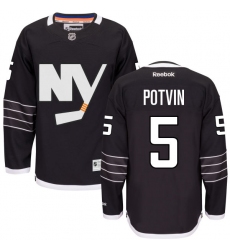 Youth Reebok New York Islanders #5 Denis Potvin Premier Black Third NHL Jersey