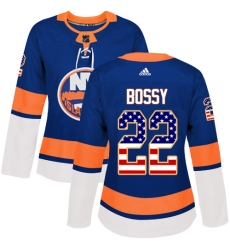 Women's Adidas New York Islanders #22 Mike Bossy Authentic Royal Blue USA Flag Fashion NHL Jersey