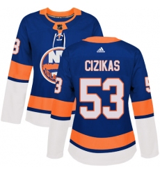 Women's Adidas New York Islanders #53 Casey Cizikas Authentic Royal Blue Home NHL Jersey