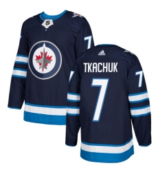 Youth Adidas Winnipeg Jets #7 Keith Tkachuk Authentic Navy Blue Home NHL Jersey