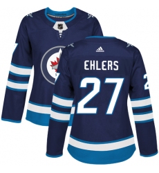 Women's Adidas Winnipeg Jets #27 Nikolaj Ehlers Premier Navy Blue Home NHL Jersey