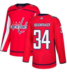 Men's Adidas Washington Capitals #34 Jonas Siegenthaler Premier Red Home NHL Jersey