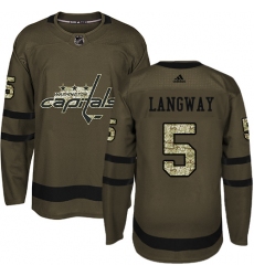 Youth Adidas Washington Capitals #5 Rod Langway Premier Green Salute to Service NHL Jersey