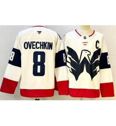 Men's Washington Capitals #8 Alexander Ovechkin White Navy With C Stadium Series Stitched Hockey Jersey