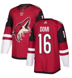 Men's Adidas Arizona Coyotes #16 Max Domi Authentic Burgundy Red Home NHL Jersey