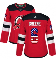 Women's Adidas New Jersey Devils #6 Andy Greene Authentic Red USA Flag Fashion NHL Jersey