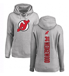 NHL Women's Adidas New Jersey Devils #31 Scott Wedgewood Ash Backer Pullover Hoodie