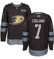 Men's Adidas Anaheim Ducks #7 Andrew Cogliano Authentic Black 1917-2017 100th Anniversary NHL Jersey