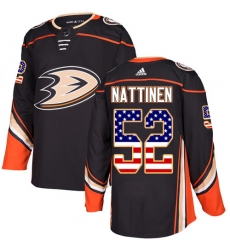Men's Adidas Anaheim Ducks #52 Julius Nattinen Authentic Black USA Flag Fashion NHL Jersey