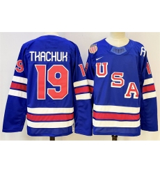 Men's USA #19 Matthew Tkachuk Royal 2025-2026 Stitched Jersey