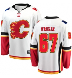 Men's Calgary Flames #67 Michael Frolik Fanatics Branded White Away Breakaway NHL Jersey