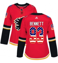 Women's Adidas Calgary Flames #93 Sam Bennett Authentic Red USA Flag Fashion NHL Jersey